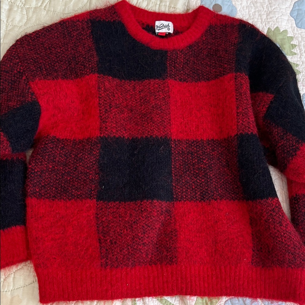 Woolrich Red and Black Knit Sweater Buffalo Plaid